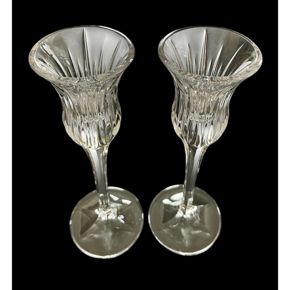 2 Mikasa Crystal 1" Candle Stick Holders Icicles Pattern Made In Germany 8" Tall - Picture 3 of 6